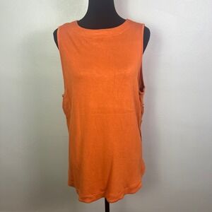 Market & Spruce Womens Orange Side Button Sleeveless Tank Top, Size 1X